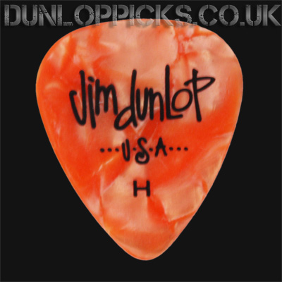 Dunlop Celluloid Classics Standard Orange Perloid Heavy Guitar Picks - Click Image to Close