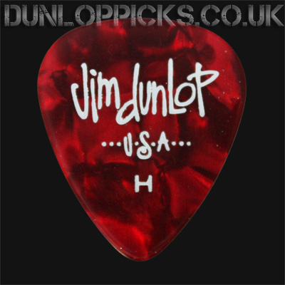 Dunlop Celluloid Classics Standard Red Perloid Heavy Guitar Picks - Click Image to Close
