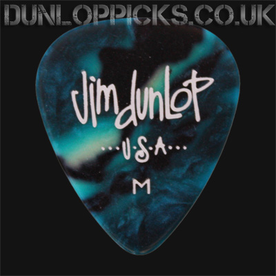 Dunlop Celluloid Classics Standard Turquoise Perloid Medium Guitar Picks - Click Image to Close