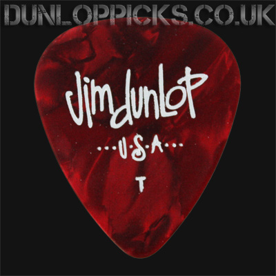 Dunlop Celluloid Classics Standard Red Perloid Thin Guitar Picks - Click Image to Close