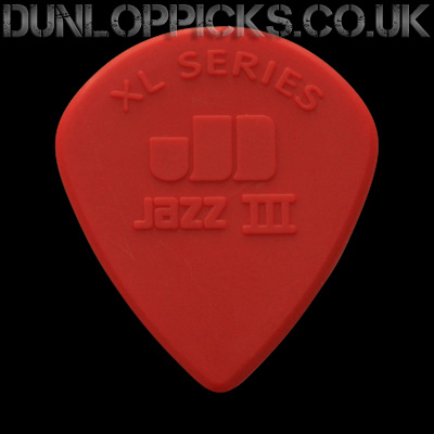 Dunlop Nylon Jazz III XL Red Nylon Sharp 1.38mm Guitar Picks - Click Image to Close