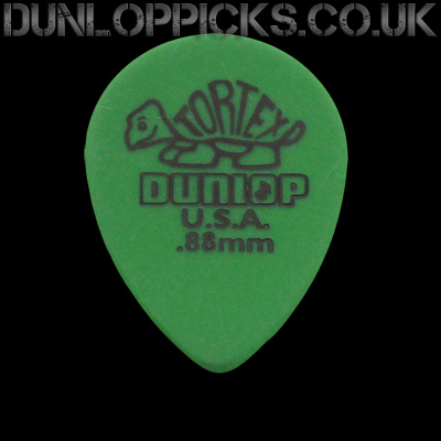 Dunlop Tortex Small Tear Drop 0.88mm Green Guitar Picks - Click Image to Close